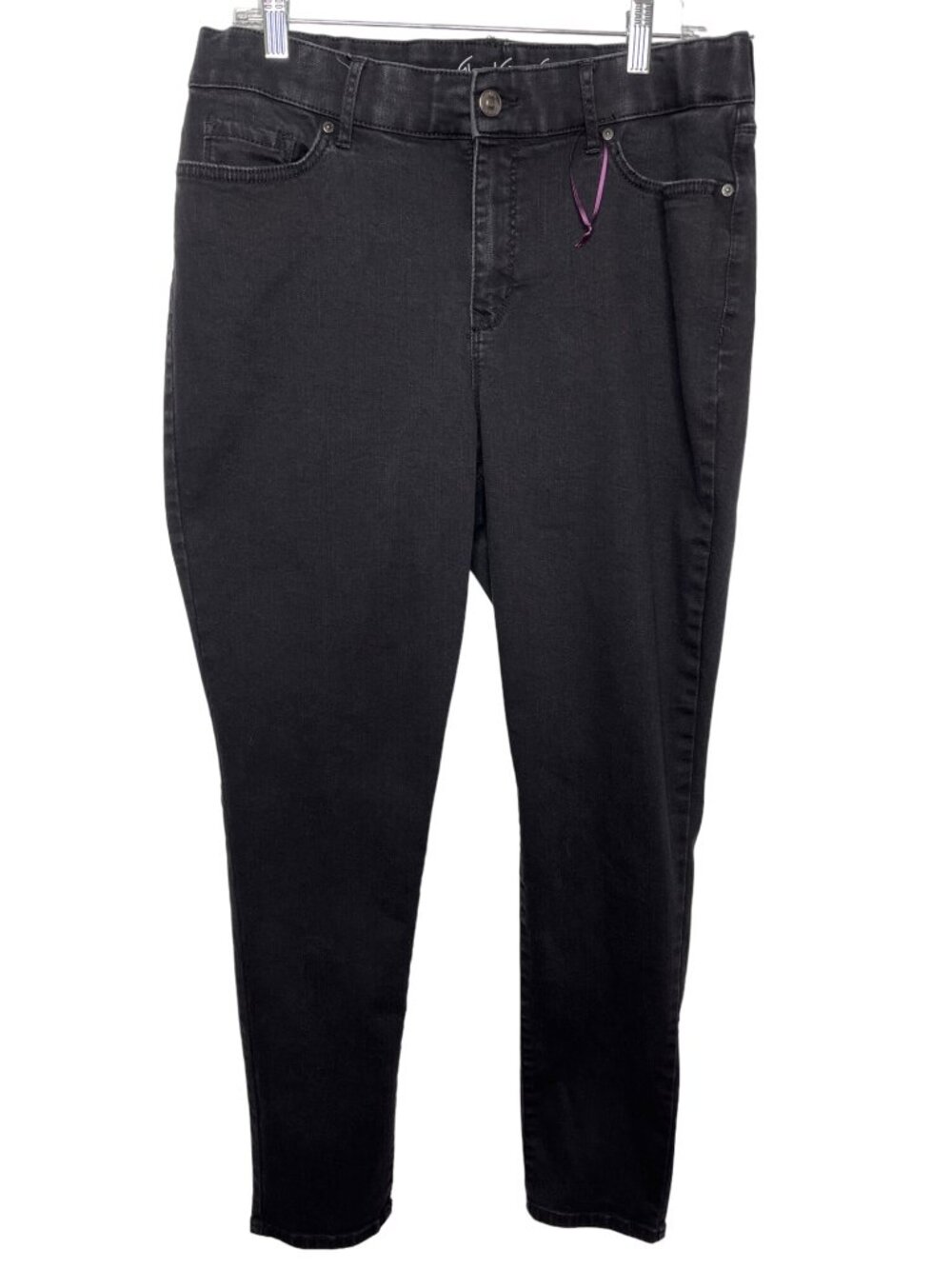 Gloria Vanderbilt Amanda Womens 16 Curvy Straight Leg Jeans Black Stretch Denim